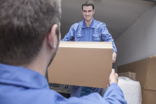 Furniture pick-up service handling bulky items in Canary Wharf apartment building