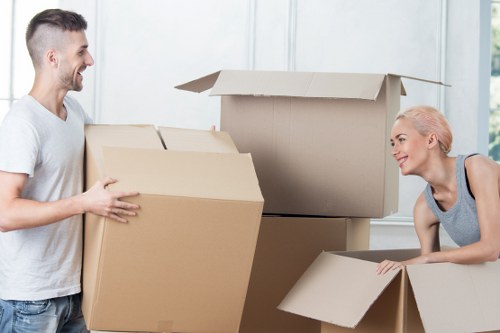 Staff preparing for a commercial office move in Canary Wharf